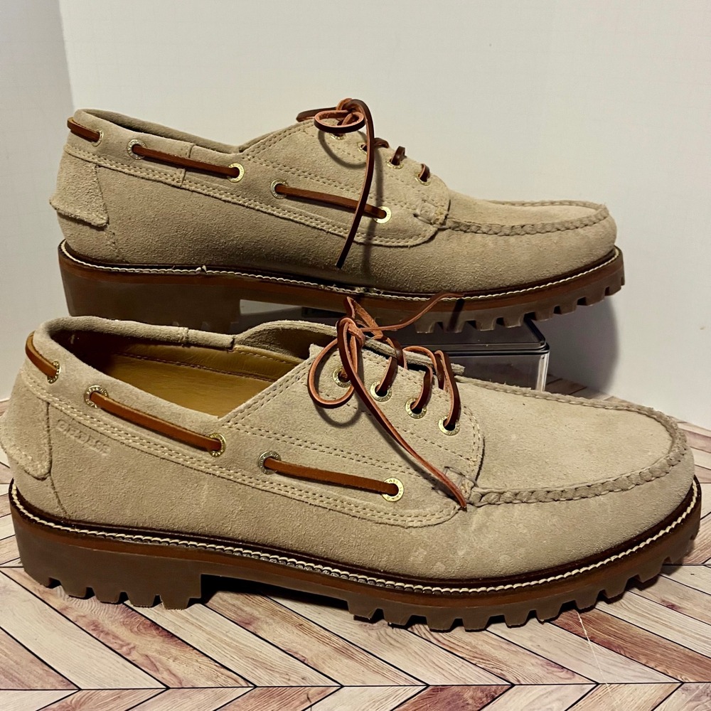G H Bass Ranger Camp Moc Boat Shoe Men 13 EE Sand Suede Lug Sole Preppy BAZ4M451